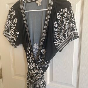 Black and White faux wrap top